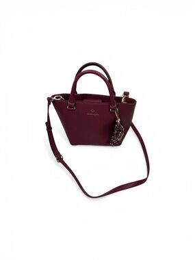 Nanette Lepore Crossbody Satchel in Berry with attached scarf